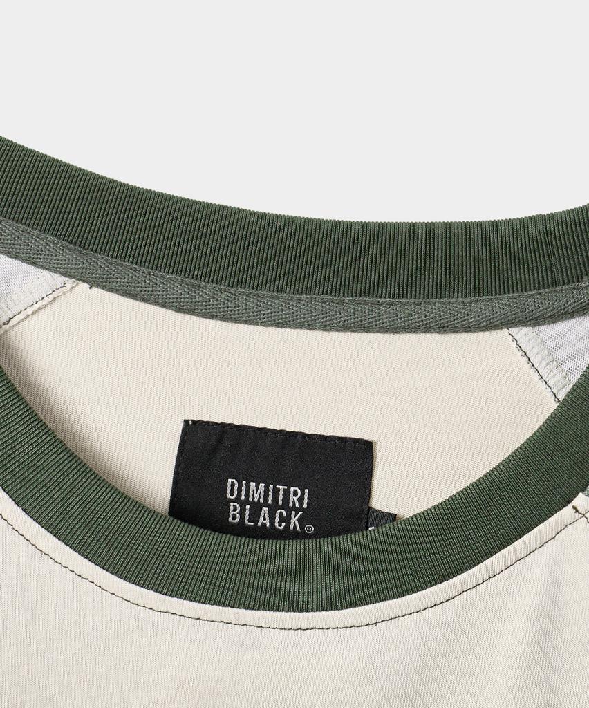 Dimiteulibeullaeg Raglan Color Block Pigment Artwork Short Sleeve T-Shirt_Ivory & Camo