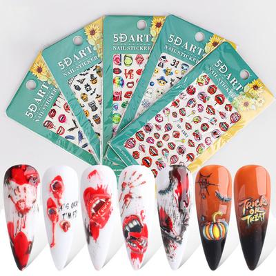 Christmas Halloween Nail Stickers Pumpkin Self Adhesive Nail Decals Manicure Decor For Nail Salons