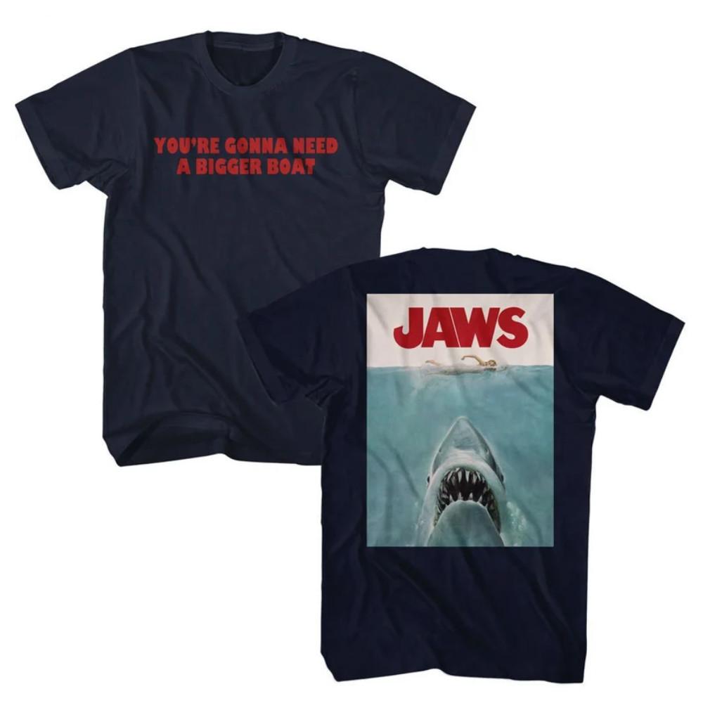 Jaws You re Gonna Need a Bigger Boat Navy Blue Front & Back Shirts XXXL