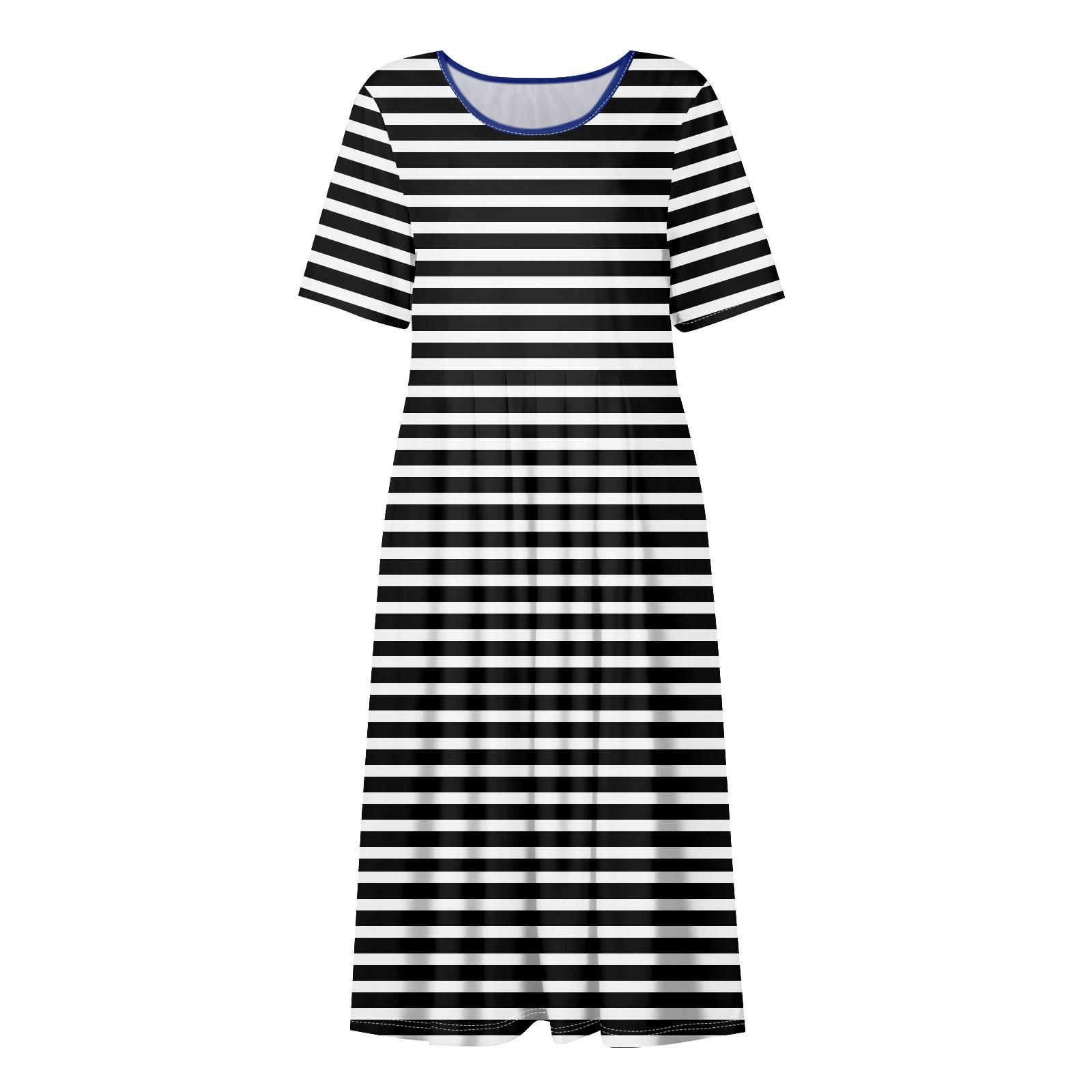 Женское летнее повседневное модное платье с коротким рукавом и карманом с круглым вырезом — фото 4