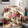 [Soft Vintage Rose Blanket] Soft and High Quality Vintage Rose Floral Pattern Flannel Throw Blanket | Digital Print, Non-Woven P