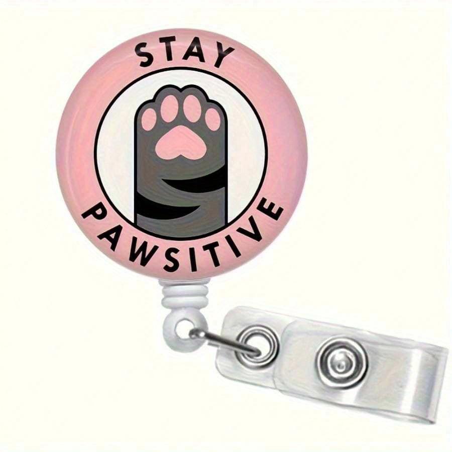 Funny Cat Badge Reel, ID Card Holder, Retractable Badge Holder, Stay Paw-Sitive, ID Holder, Nurse Badge Reel, Teacher Badge, Gift Back To School