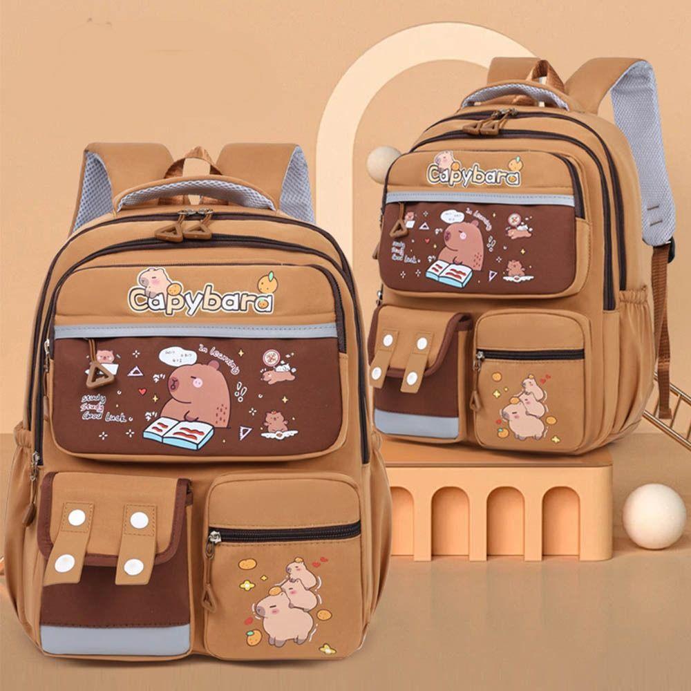 Adjustable Strap Capybara  Backpack Nylon Student  School Bag Cute Animal  Bookbag  Teenager
