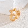 Hollow Geometric Open Ring Geometric Wide Finger Buckle Personality Metal Star Ring  Decoration