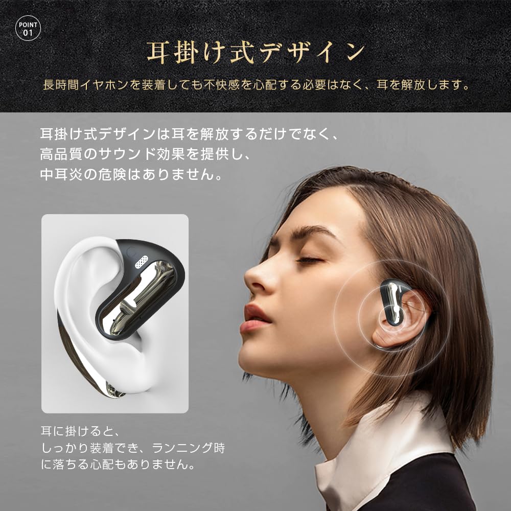 SLuB Wireless Air Conduction Bluetooth Separate Left and Right Stable Fit for Waterproof and HiFi Sound Compatible with Headset, Earphones, 5.3,
