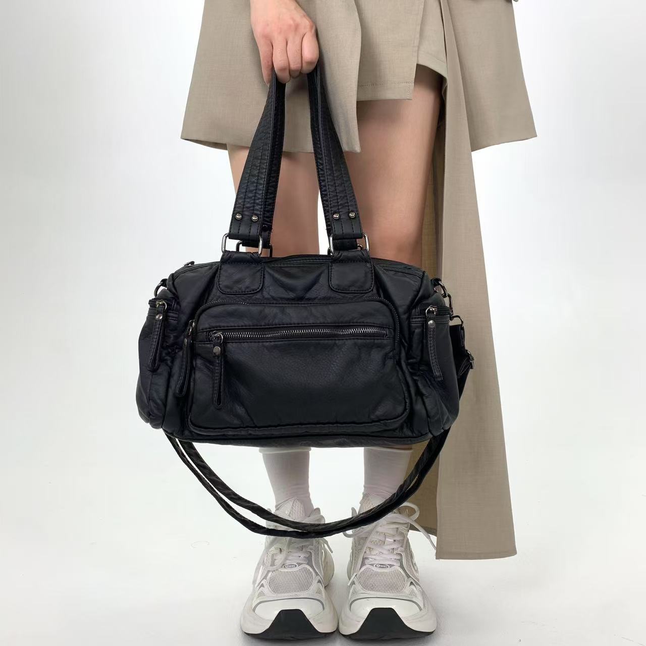 

Ladies Millennium Hot Girl Vintage Tote Bag with Multiple Pockets, Street Retro Single Shoulder Crossbody Bag чёрный