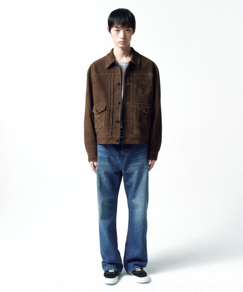 Insilence Goat Suede Jean Jacket Dark Brown