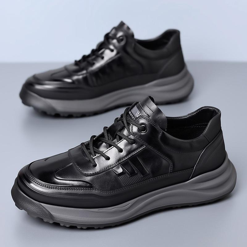 Fashion Designer New Genuine Leather Sneakers for Men Spring Autumn Soft-soled Men's Platform Shoes Fashion Retro Male Running Shoes