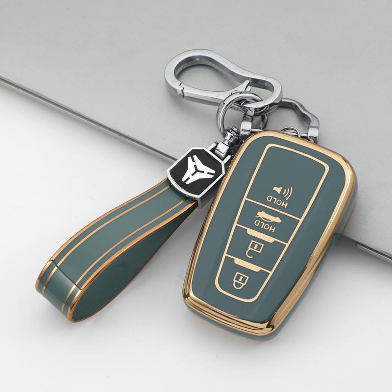4 Buttons TPU Car Key Case Cover Fob for Toyota Camry CHR Corolla RAV4 Avalon Land Cruiser Prado Prius 2017 - 2022 Keychain
