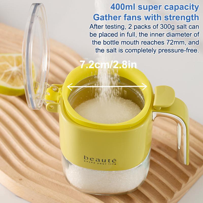 Kuchenny szklany pojemnik na przyprawy, słoik na przyprawy, pojemnik do przechowywania z pokrywką i łyżeczką, pojemnik do przechowywania, słoik na przyprawy do kuchni, artykuły do gotowania