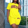 Completo Sportivo Estivo da Donna 2 Pezzi T-shirt Girocollo Pantaloncini aderenti Abbigliamento Sportivo Casual Versatile per Casa e Outdoor