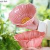 Pink Ceramic Flower Plate Dining Plates Decorative Bowl Dessert Plate Soup Bowls Water Cup Serving Plates Fruit Bowl Snack Bowls