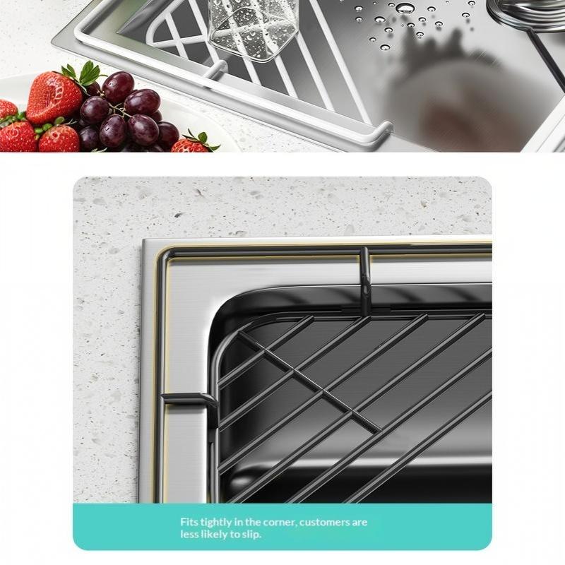 Waterproof Sink Corner Rack Anti-Rust Punch-Free Sponge Drying Rack Hollowed Sink Drain Shelf Bathroom