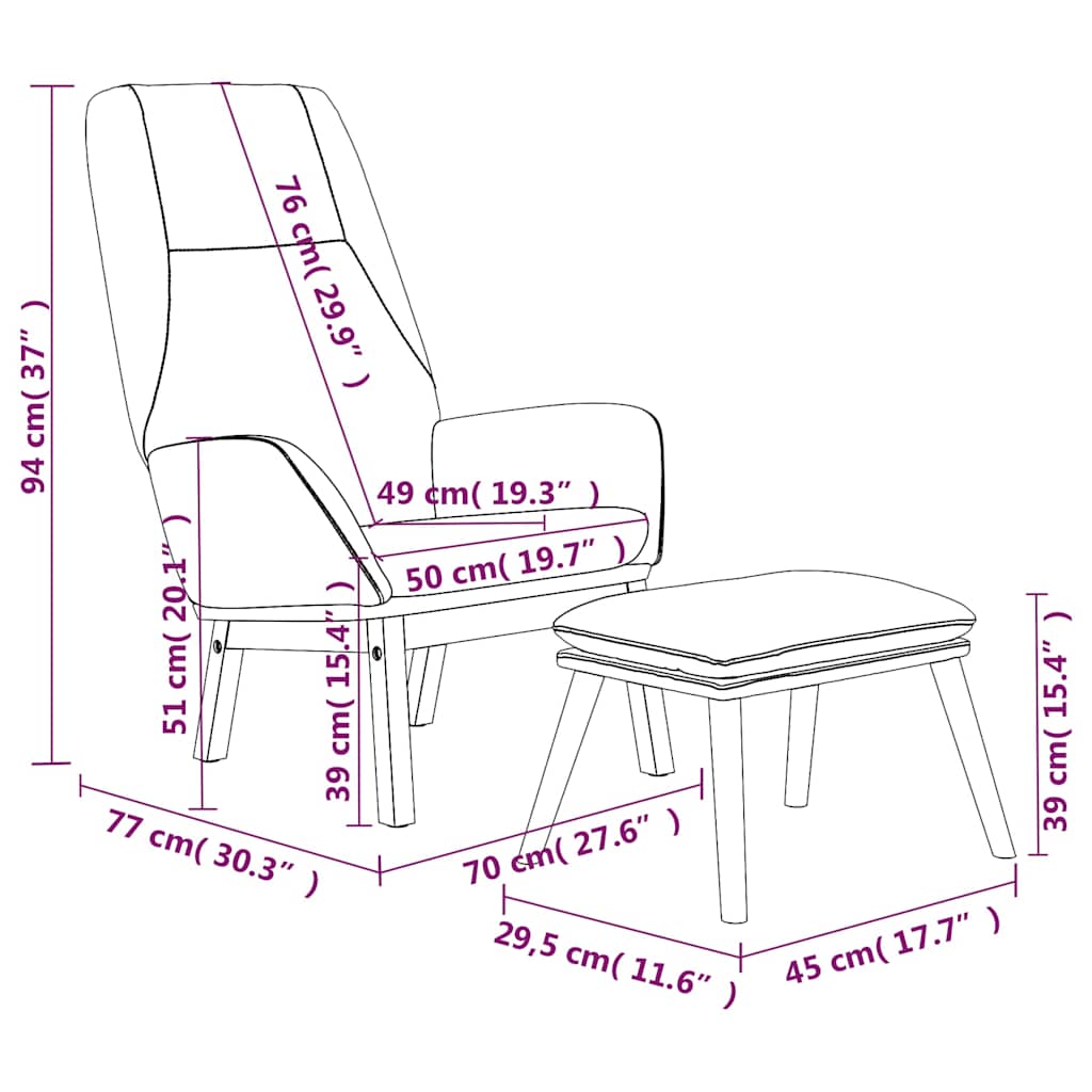 Recliner Chair with Ottoman Taupe Fabric