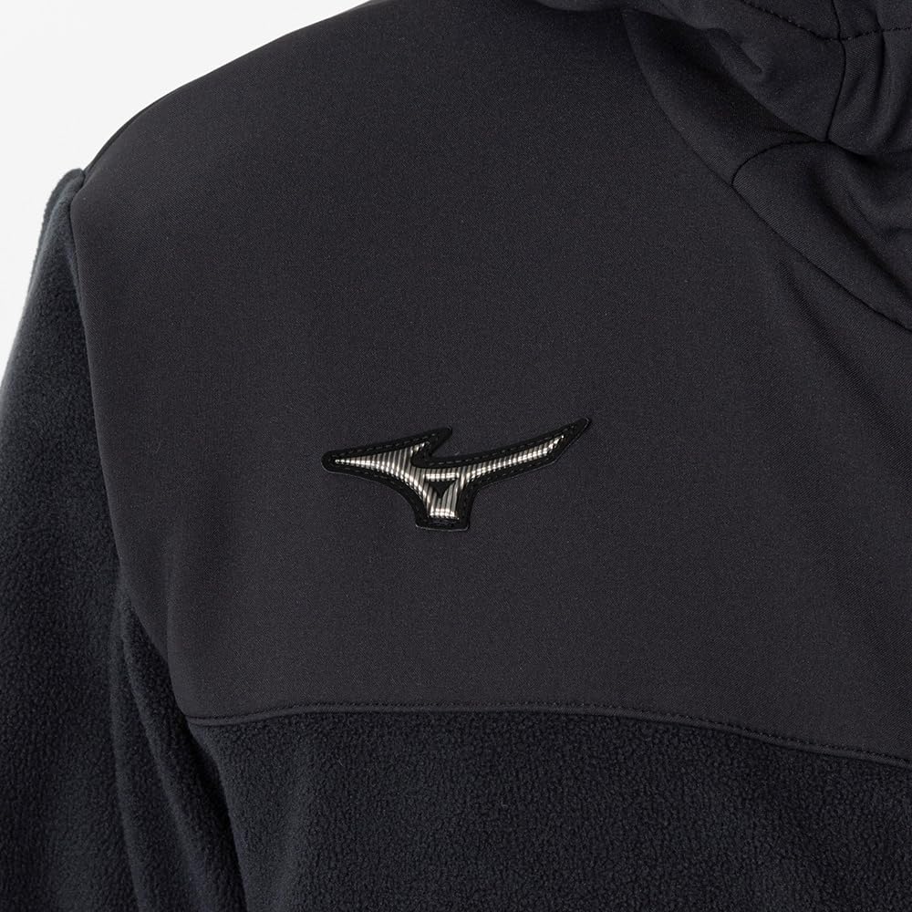 Mizuno Training Wear Hybrid Fleece Size M Jacket, Water-Repellent, Stretch, 32MCA558, Black,