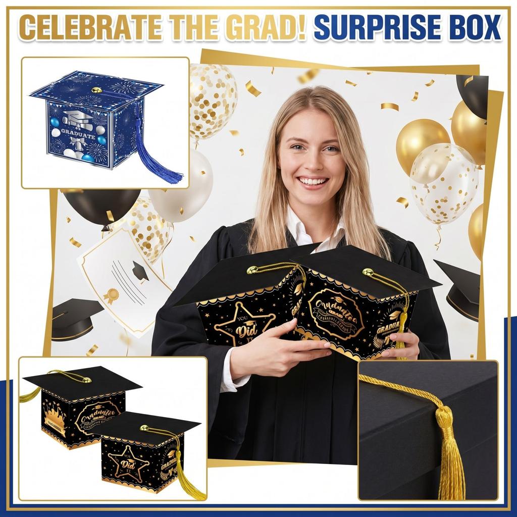 Graduation Doctoral Cap Box Surprise Candy Packaging Bags & Gift Storage Bags For Graduation Party