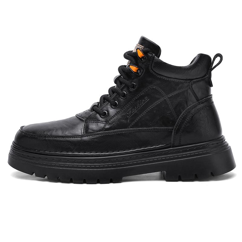 

Модная мужская обувь из натуральной кожи, мужские высокие кроссовки, мужские удобные кроссовки, мотоботы, мужские зимние плюшевые сноубутсы на шнуровке 44 чёрный