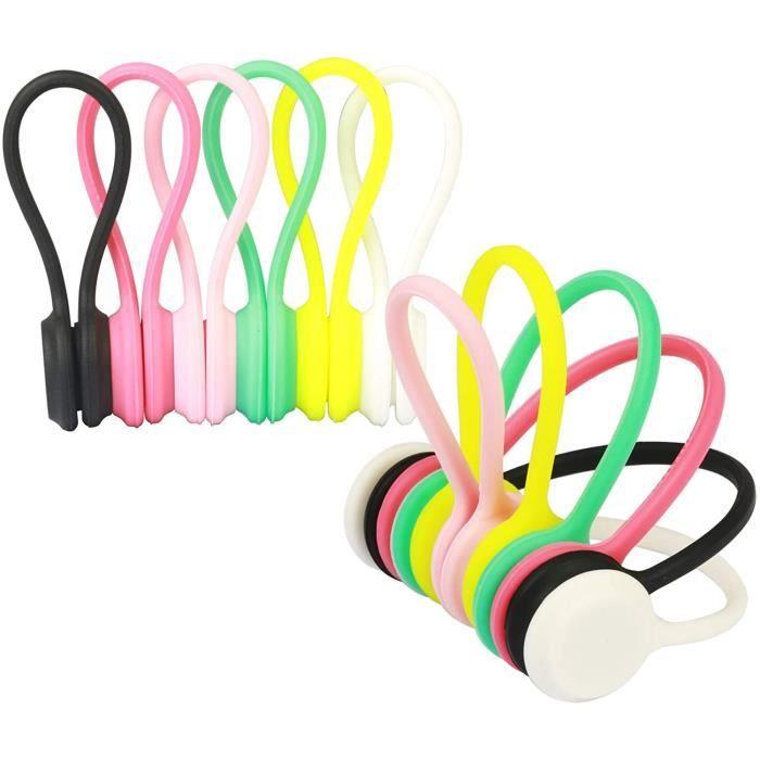 

Magnetic Cable Clip, 12 Pcs Silicone Earphone Winder Reusable Cable Ties Organizer For Earphone USB Cable Key