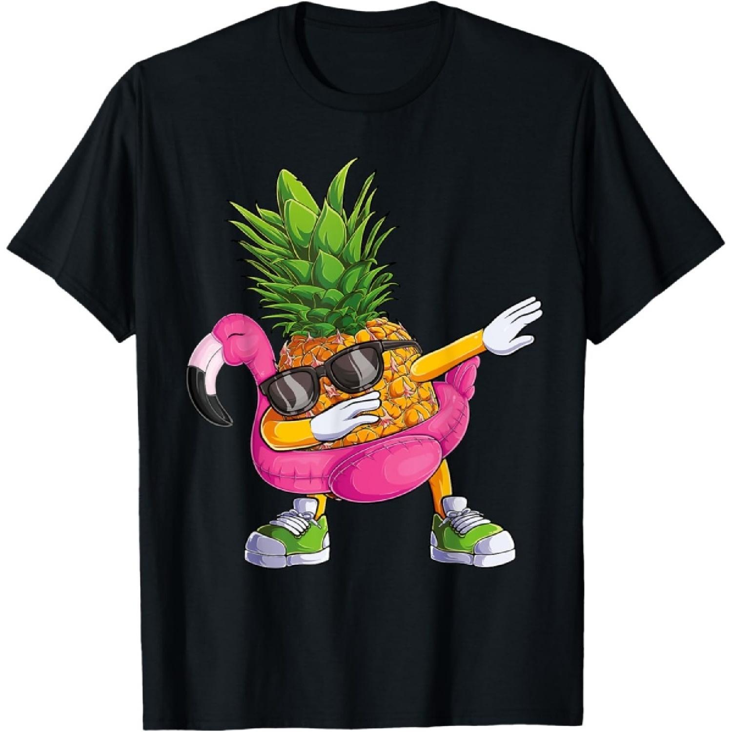 

Dabbing Pineapple Flamingo Tropical aloha Beach Hawaiian T-Shirt XXXXXL чорний