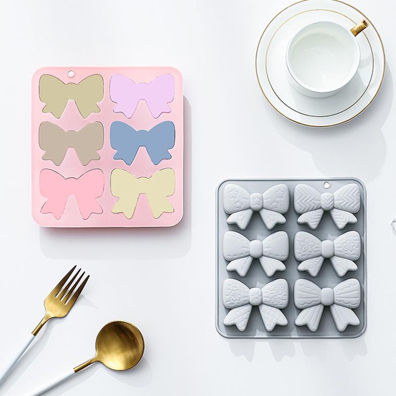 Silikonowa Forma Czekoladowa Kokardka, 6 Komór Mini Kokardki Forma na Cukierki Kokardka Forma na Cake Pop DIY Toppery do Babeczek Dekoracja Ciasta
