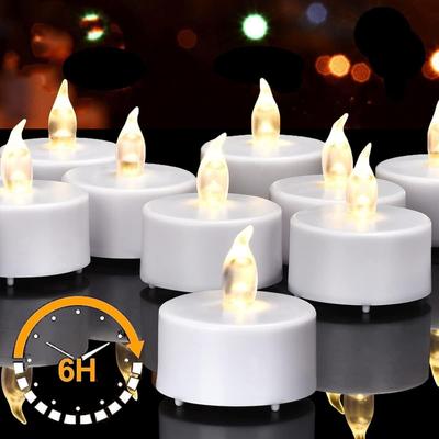 24pz Lumini da tè a LED senza fiamma con timer 6 ore acceso e 18 ore spento in ciclo di 24 ore Luce di candele tremolanti automaticamente
