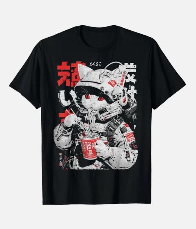 Японская уличная одежда Киберпанк Ретро Техническая одежда Манга Аниме Футболка S