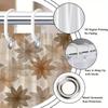 1Pc Brown And Beige Floral Patterned Shower Curtain, Polyester Fabric, Machine Washable, Suitable For Bathroom Dcor.