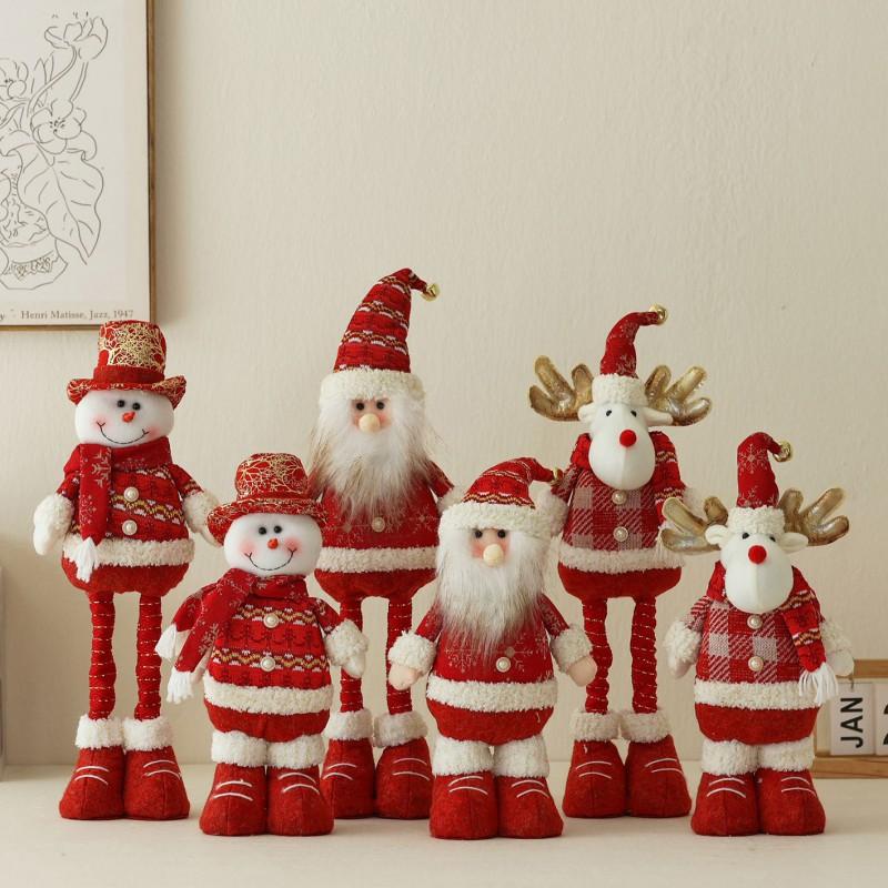 Christmas Retractable Standing Santa Snowman Reindeer Figurines Decorations