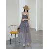 Summer new Korean fluttering design sense cascading ruffle edge suspender dress gentle and long