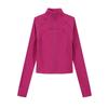 Spring and Autumn Ribbed Women's Short Zip-Up Cardigan Slim-Fit Stand-Up Jacket Yoga Jacket