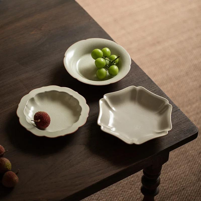 Cream Ru Kiln Pot Bearing Holder Zisha Pot Heat Insulation Pad Dry Soaking Table Tea Tray Coasters Cafes Accessories Ornaments