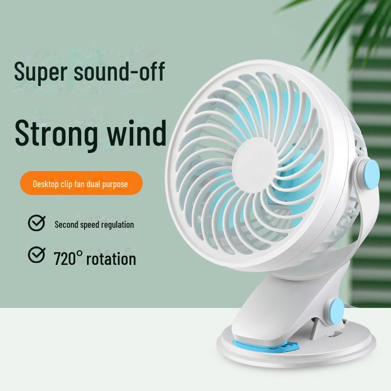 „Wtykowy, cichy wentylator biurkowy USB z klipsem do biura, akademika lub samochodu”