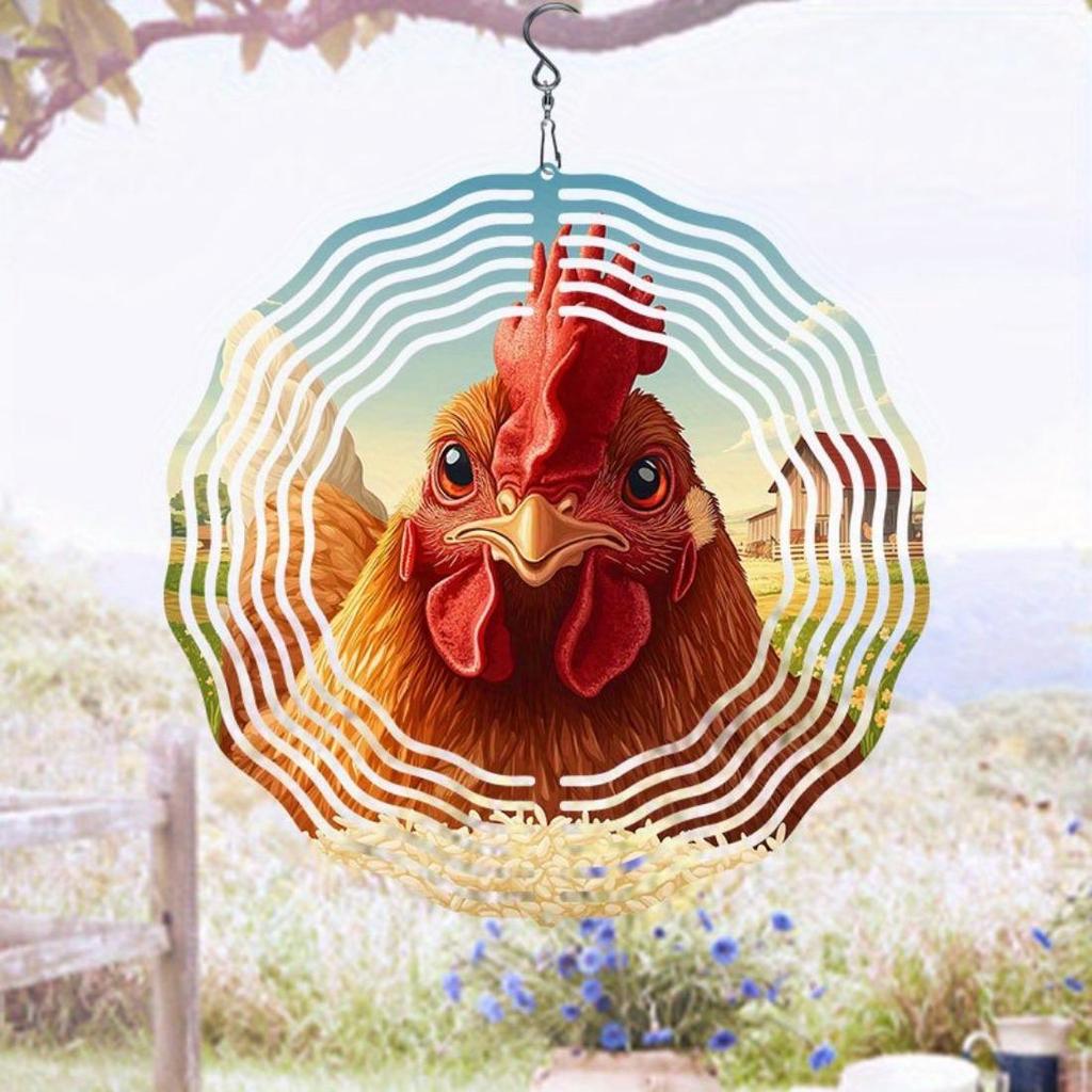 Kaijit - 1pc Sunrise Rooster Pattern 2D Mandala Wind Chime - Rotating Art Decoration for Garden, Patio And Home Decorhere