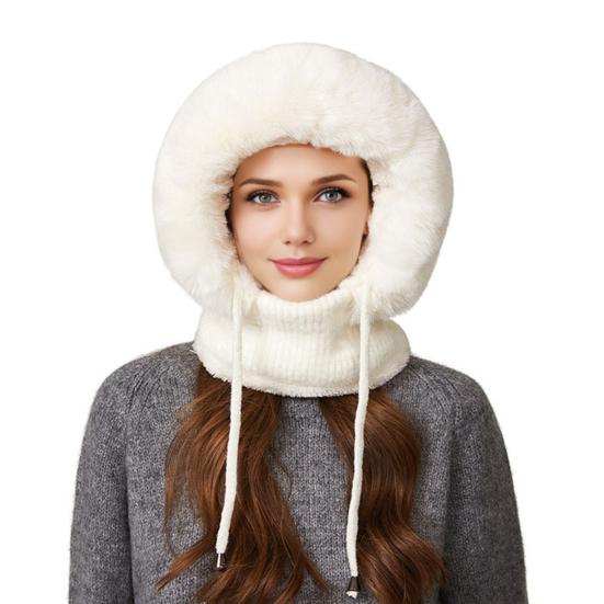 Outdoor Headgear 3 in 1 Hat Scarf Detachable Face Guard Set Adjustable Face Fit Windproof Warm Knit Fleece Cold Weather Hat