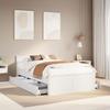 VidaXL Bed Frames Without Mattress with Headboard White 135x190 Cm Pine, Bedroom Furniture, Double Bed, Slatted Base, 3308781