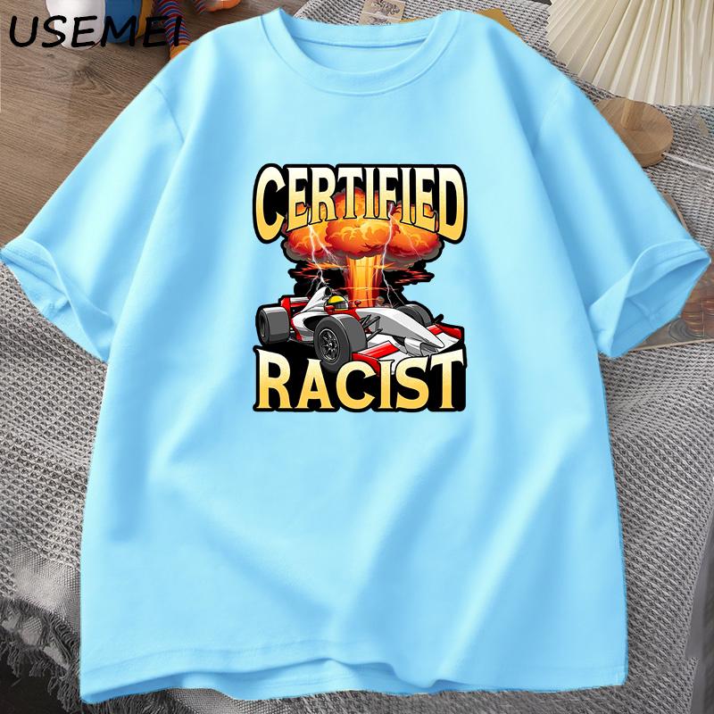 

Сертифицированная расистская футболка, мужская летняя хлопковая футболка с короткими рукавами, винтажная футболка с гоночным автомобилем, повседневные футболки большого размера