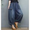 Damen Vintage Ethno-Stil Streetwear Y2K Baggy Jeans Frühling Sommer Lässig Übergroße Taschen Denim Knöchellange Hosen Pantalones