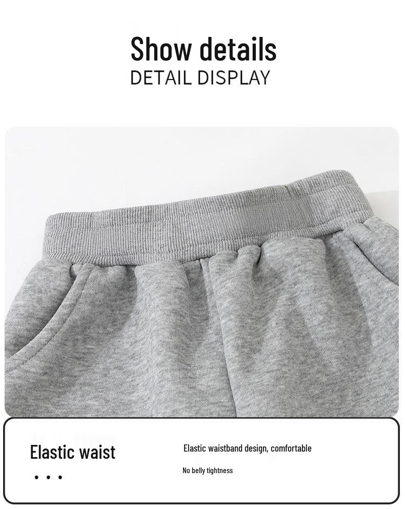 2025 Stylish Boys' and Girls' Solid Color Sweatpants with Ribbed Cuffs for Autumn and Winter