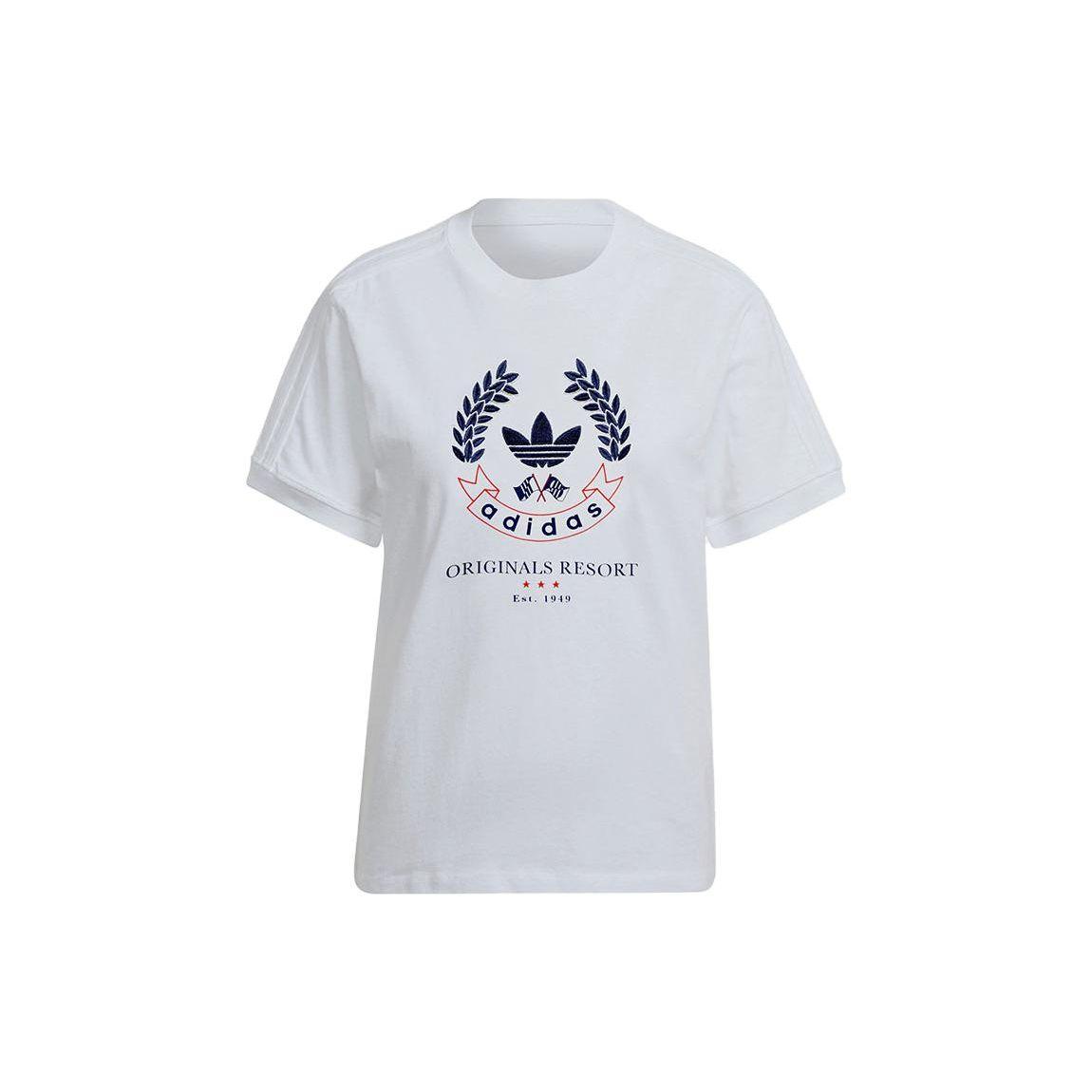 Adidas Originals Graphic Tee Classic Round Neck Sports Short Sleeve T-Shirt Women tops White HL6556 34