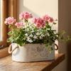 Vintage Style Iron Flower Bucket Double Handle Distressed Finish Metal Flower Pot Wear-resistant Large Capacity Flower Vase