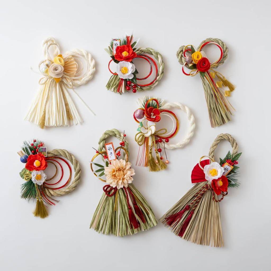 Hideshime Shimenawa (New Year's Decoration) Stylish Modern Wreath (Camellia) Natural MD-33A