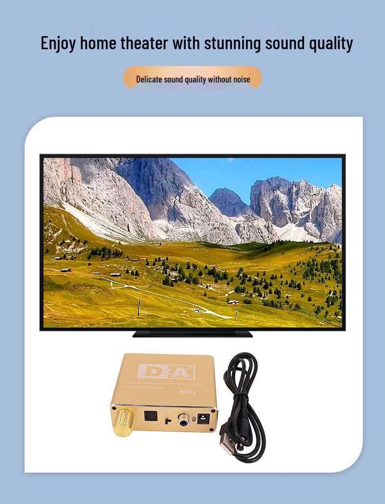 Digital To Analog Audio Converter with Optical Coaxial Input and 3.5mm Volume Control