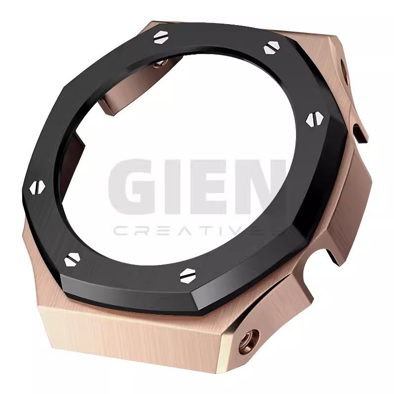 GA2100 Vysoce kvalitní pouzdro Pro sérii Casio GA2110 Dubový statek 2. generace Pevné modifikované pouzdro a řemínek z nerezové oceli