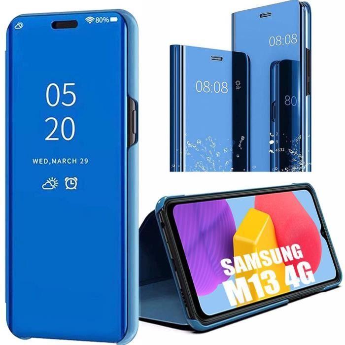 Coque pour samsung galaxy m13 bleu intégrale effet miroir elégante anti-rayure protection 360 degré