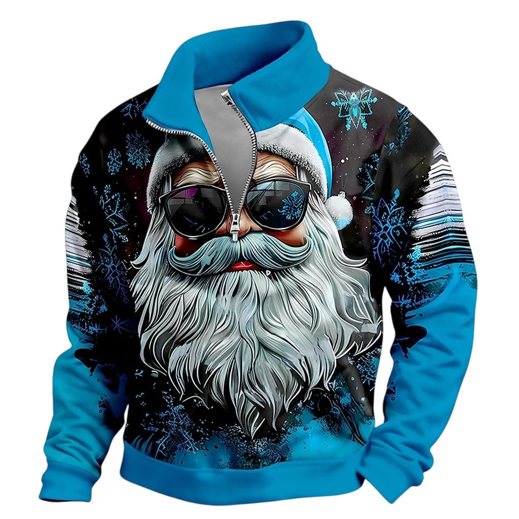 Men's Casual Long Sleeve Full-Zip Sweatshirt with Stand Collar Athletic Top