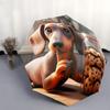 Automatische Vouwparaplu met Teckel & Chocolate Chip Cookie Ontwerp - Draagbaar Inklapbaar 8-Ribben Duurzaam Doek, Stijlvol