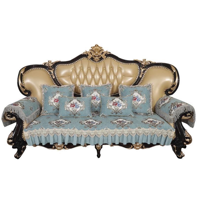 Neues europäisches Sofakissen, hochwertig luxuriös winterlich rutschfest, amerikanisches Leder-Sitzkissen, universeller Chenille-Bezug für alle Jahreszeiten