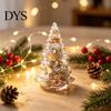 Xmas Tabletop Figurine Resin Christmas Tree Figurine, Crystal Desktop Ornament, Creative Gift Miniature Holiday Decoration for Home Office,