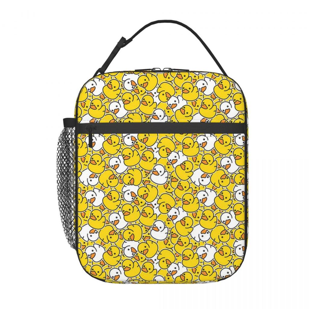 Little Yellow Duck Pattern Insulated Lunch Bag for Kids School Cooler Thermal Food Box Tote Leakproof Lunch Boxes Container