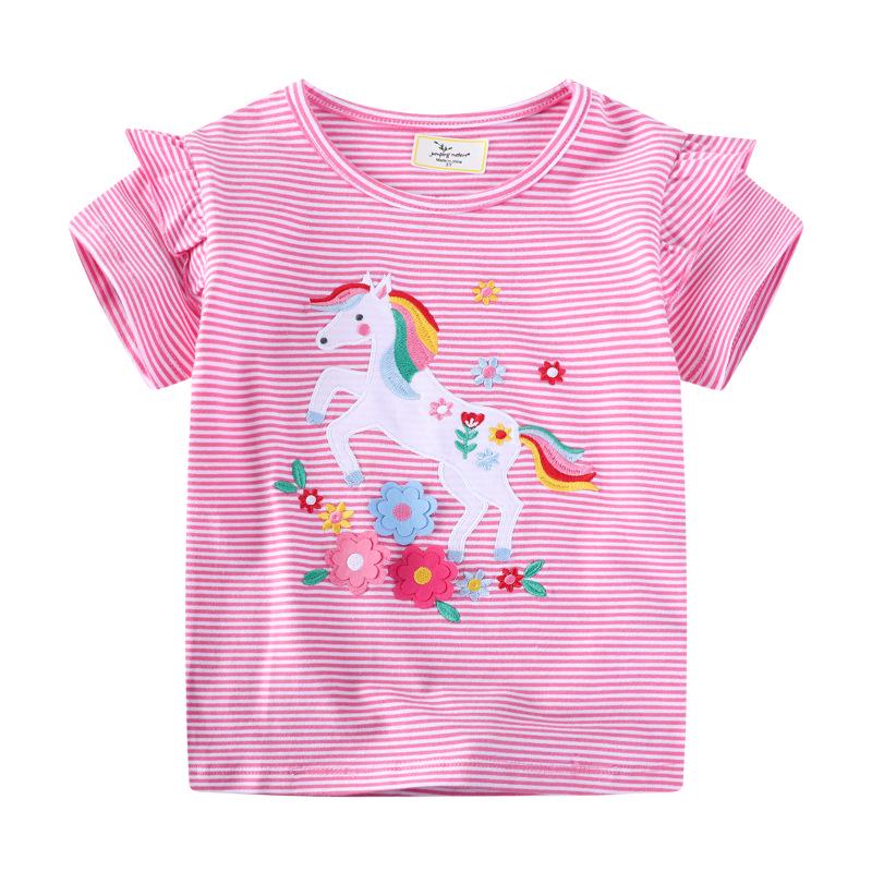 Girls Summer 2026 New Short Sleeve T-shirt - European American Style 5T